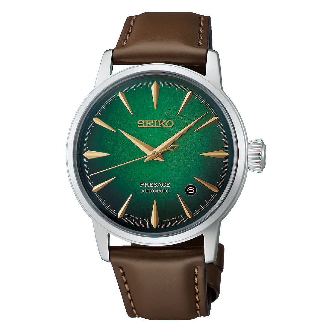 Seiko PRESAGE Automatic 3-Hand Watch, Leather Strap, 41-Hour Power Reserve, Mint Mist Green Men's Watch HCB002J1
