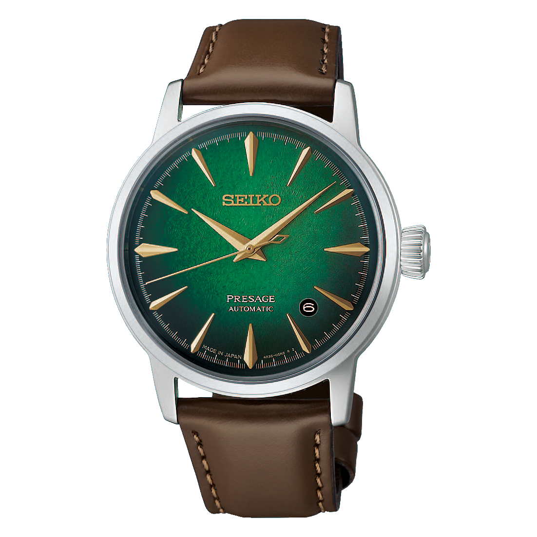 Seiko PRESAGE Automatic 3-Hand Watch, Leather Strap, 41-Hour Power Reserve, Mint Mist Green Men's Watch HCB002J1