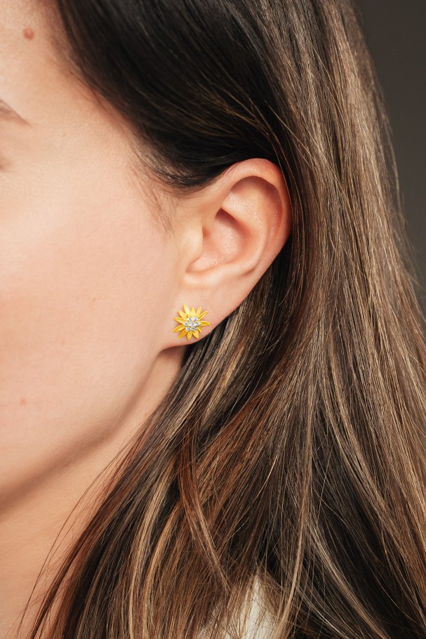 Bernd Wolf Edelweiss design line mountain world, flower, zirconia, 24-karat gold plated
