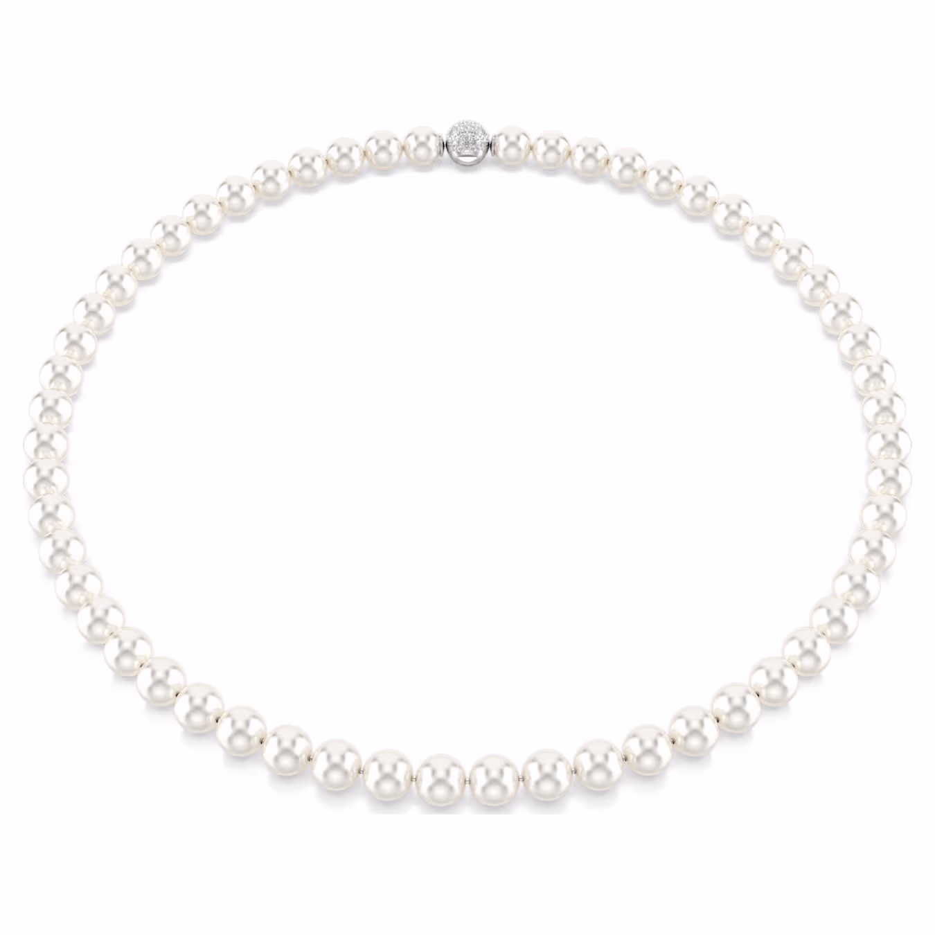 Swarovski Matrix Necklace Crystal Bead, White, Rhodium Plated