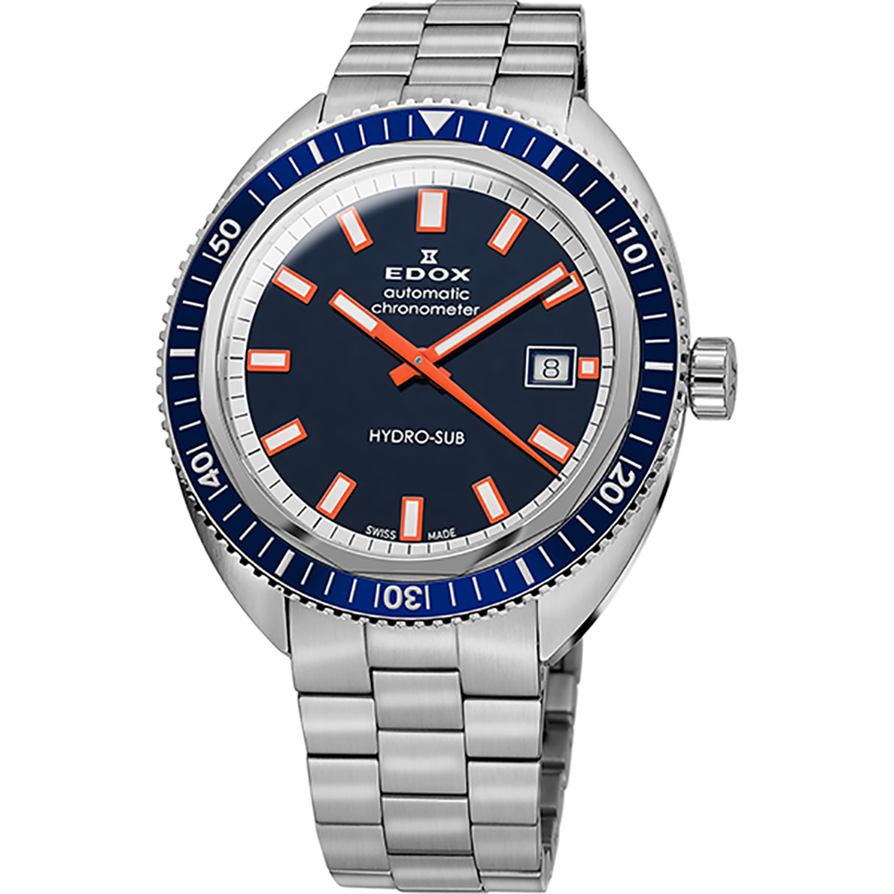 Edox Hydro-Sub Date Automatic Chronometer Men's Watch 80128 3BUM BUIO