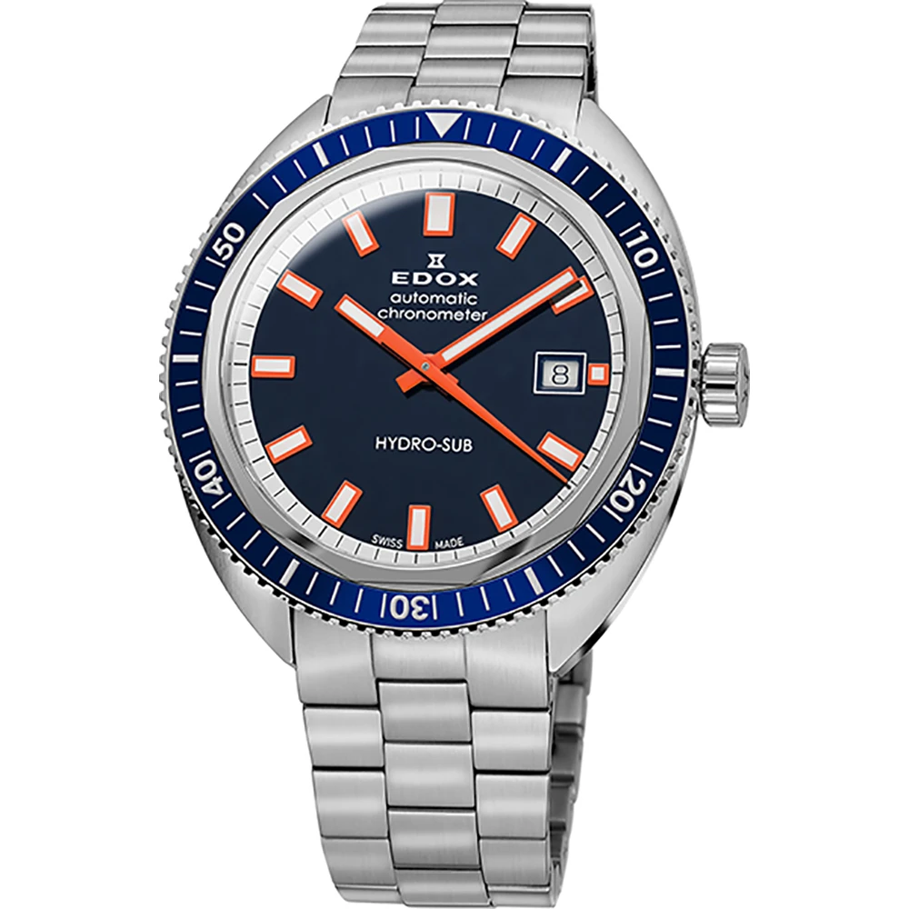 Edox Hydro-Sub Date Automatic Chronometer Men's Watch 80128 3BUM BUIO