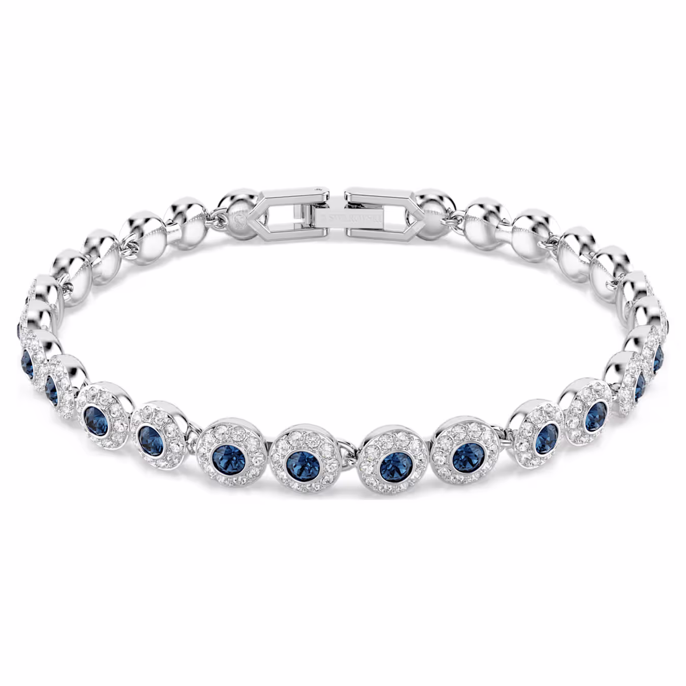 Swarovski Una Angelic bracelet, round cut, blue, rhodium plated