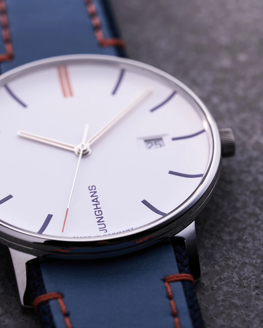 Junghans FORM Quartz Blue Leather Strap Ladies Watch 41/4481.00