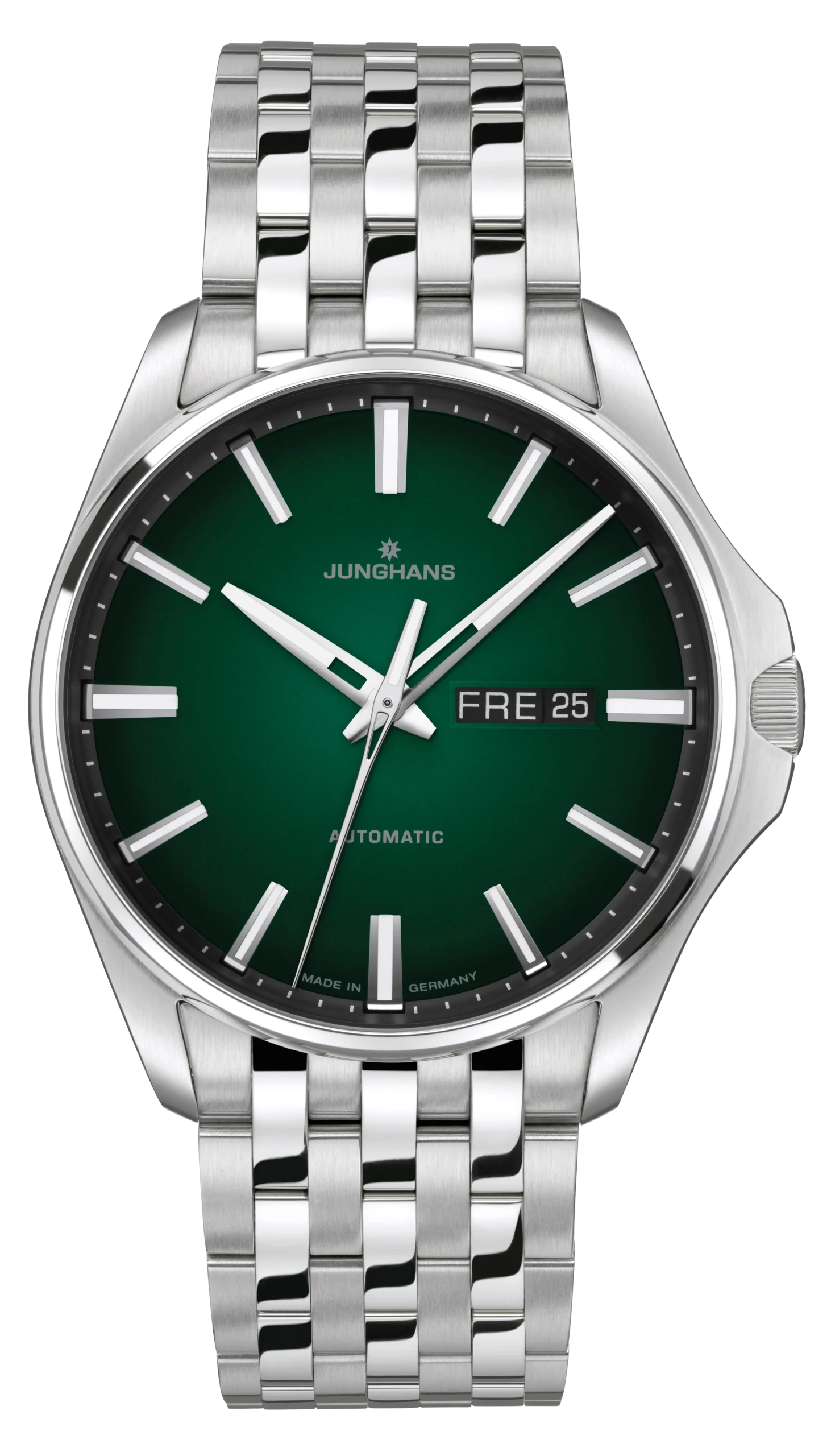 Junghans Meister S Automatic, sapphire crystal, dark green, stainless steel bracelet, men's watch 27/4518.44