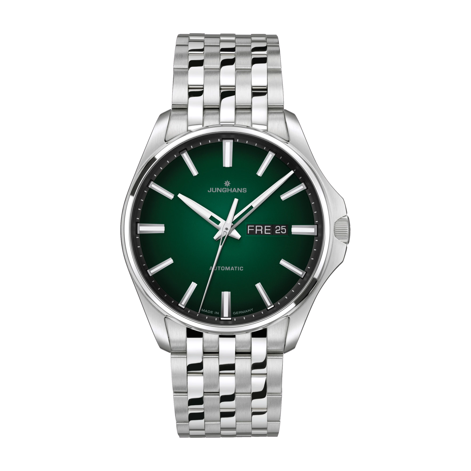 Junghans Meister S Automatic, sapphire crystal, dark green, stainless steel bracelet, men's watch 27/4518.44