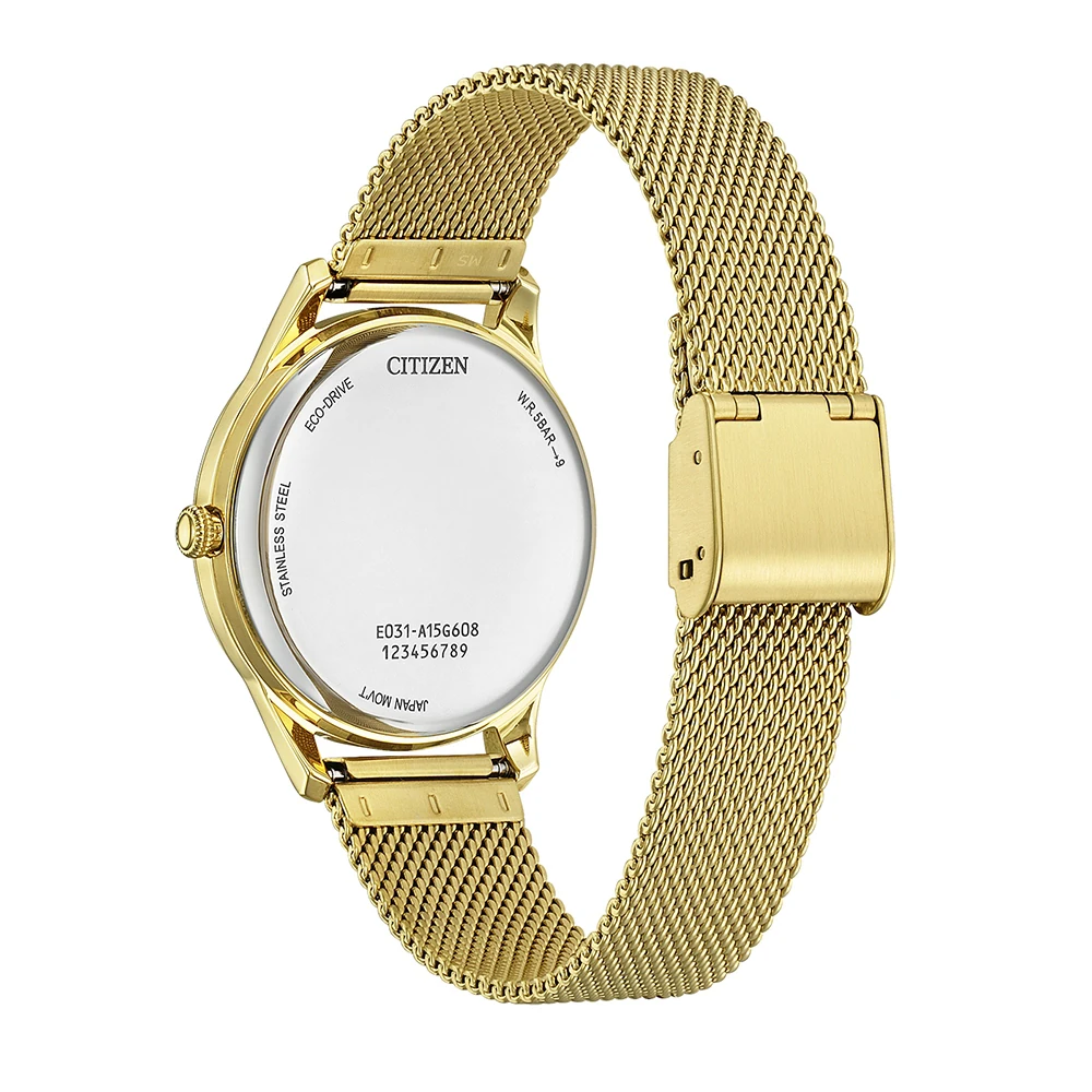 Citizen Eco-Drive Analog Quartz Stainless Steel White, 34mm, Milanese Strap Women's Watch EM1222-87A
