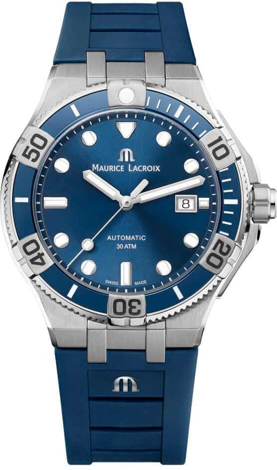 Maurice Lacroix Aikon Venturer Automatic 43 mm Blue, Men's Dive Watch with Rubber Strap AI6058-SS001-430-1