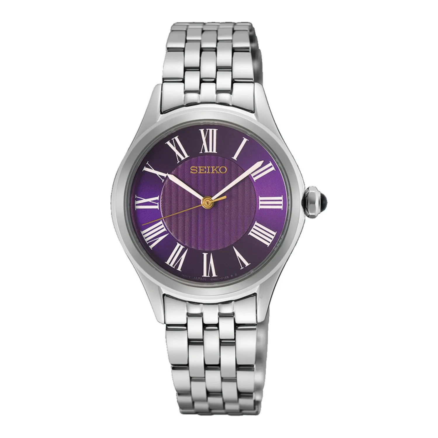 Seiko Classic Quartz 30 mm Steel Bracelet Purple Ladies Watch HGH004P1