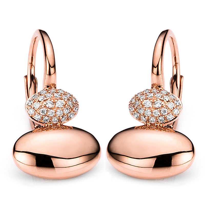 Pavé earrings 14kt 585 red gold 0.17ct