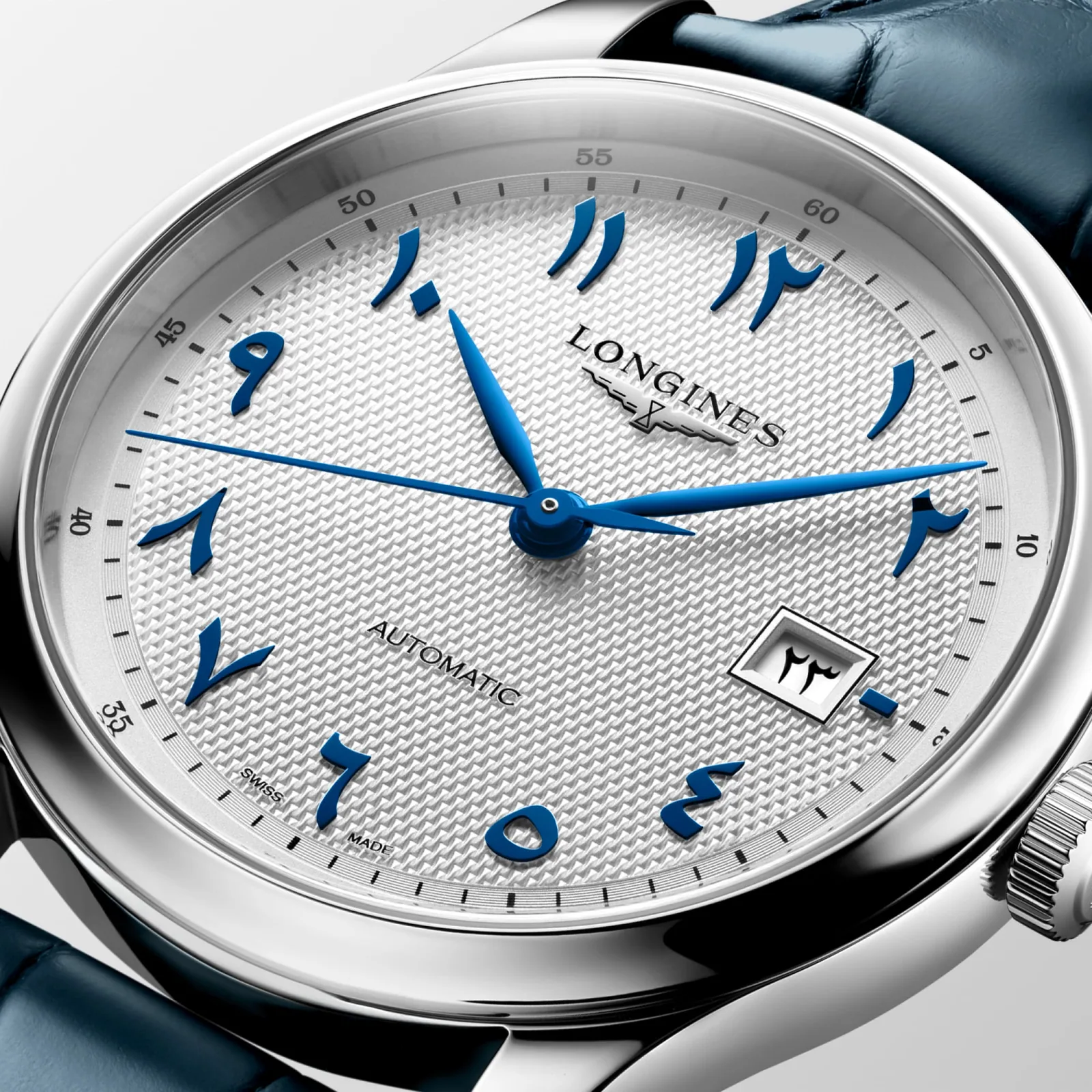 Longines Master Collection Arabic Dial Silber blue leather strap 41 mm Men’s Watch L2.950.4.79.2