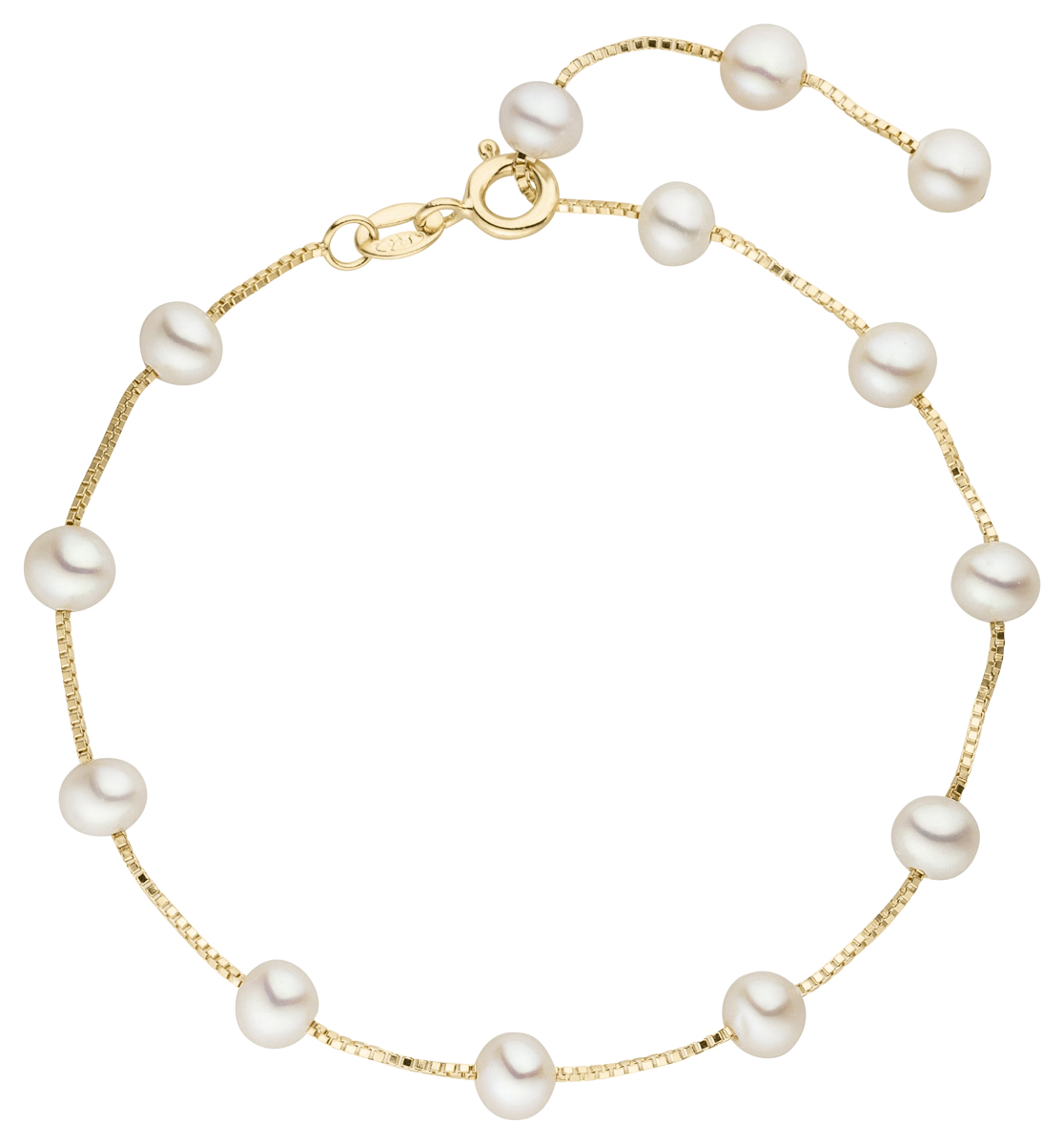 Adriana silver bracelet gold plated with several freshwater pearls R18