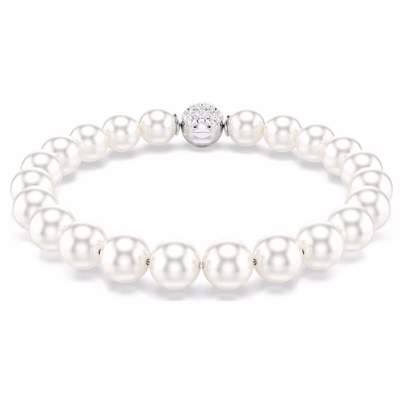 Swarovski Matrix Bracelet Crystal Bead, White, Rhodium Plated