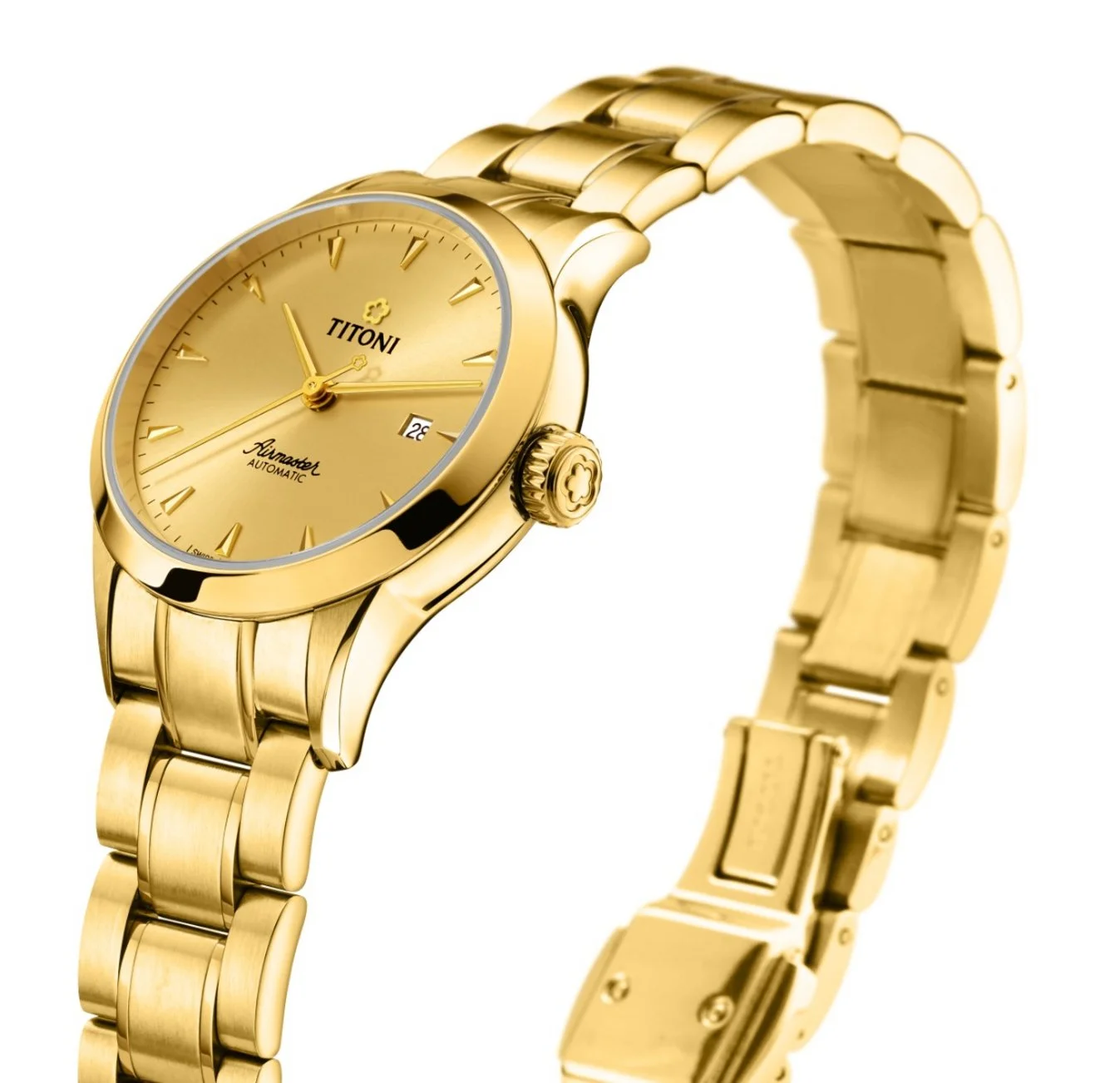 Titoni Airmaster Automatic, Yellow Gold Ladies Watch 23733G-651