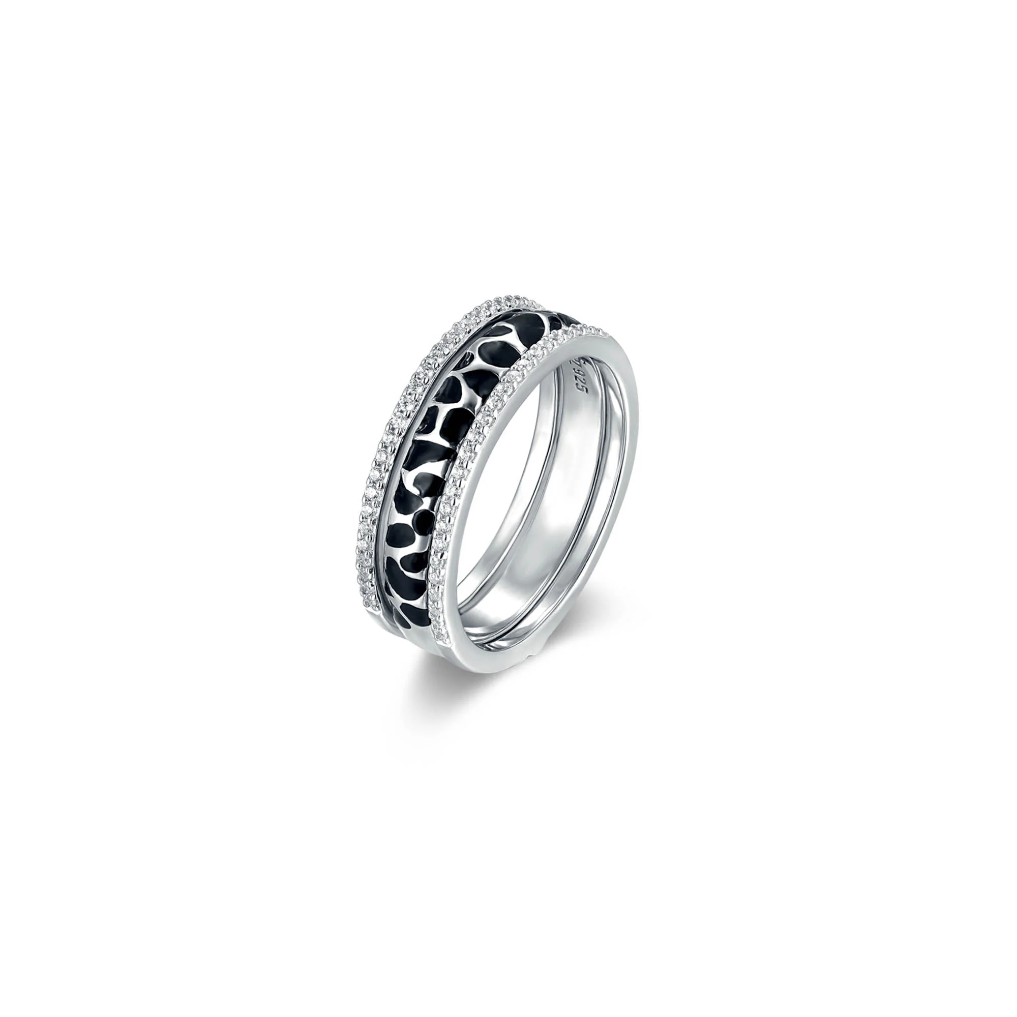 At the time, Moonshine Safari Ring in rhodium-plated 925 sterling silver, size 54