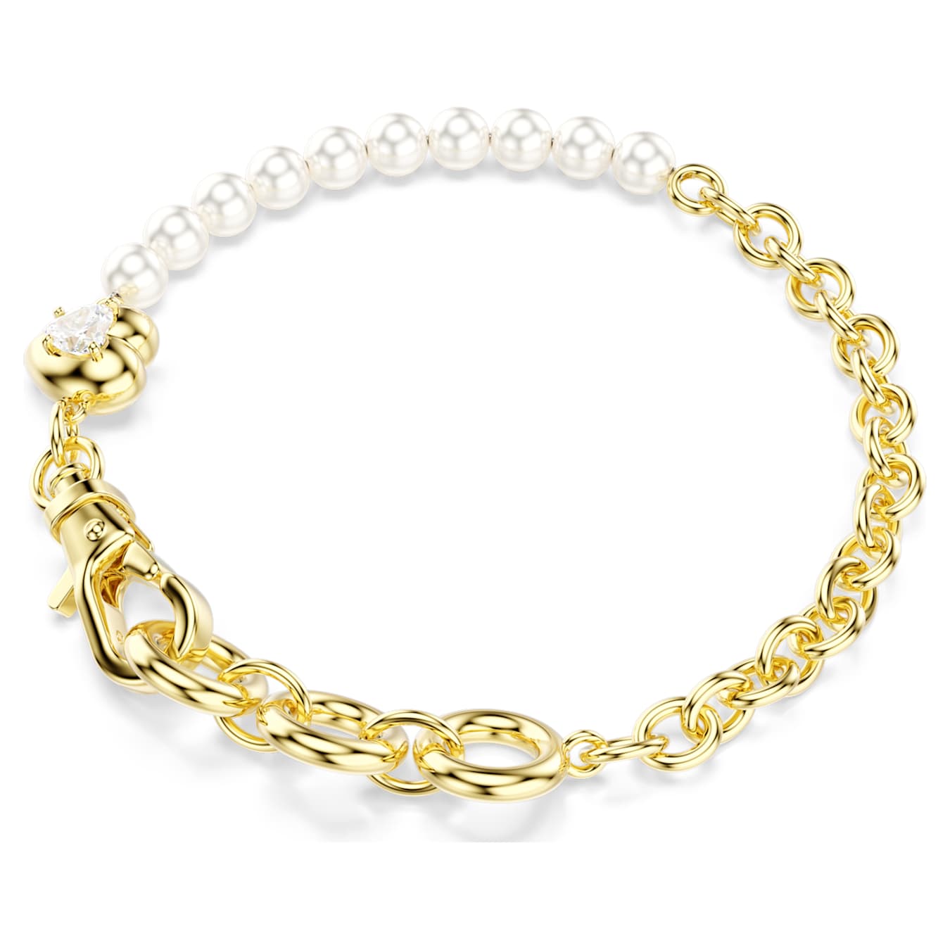 Swarovski Idyllia bracelet with crystal bead, white, gold alloy layer
