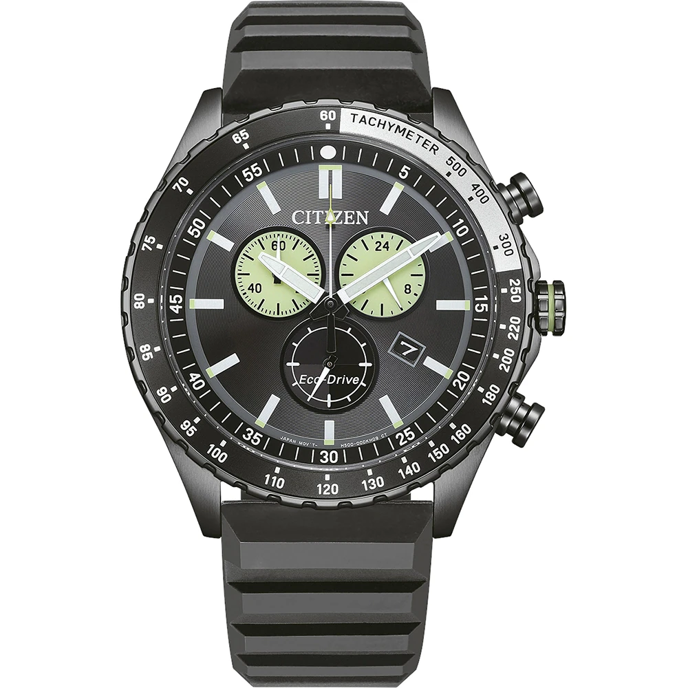 Citizen Eco-Drive Sport Chronograph, silicone strap, 43mm men's watch AT2565-05E