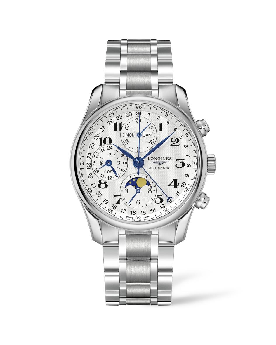 Longines Master Collection Chronograph Moon Phase Silver Stainless Steel Bracelet Men's Watch L2.673.4.78.6