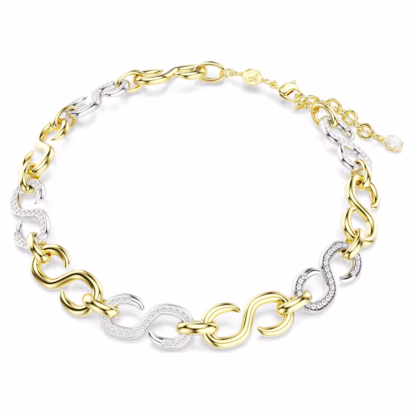 Swarovski Dextera necklace, round cut, chain, white, metal mix
