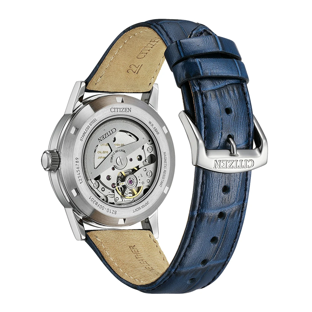 Citizen Automatic Dress Watch Leather Blue, 40mm Men's Watch NJ0210-13L