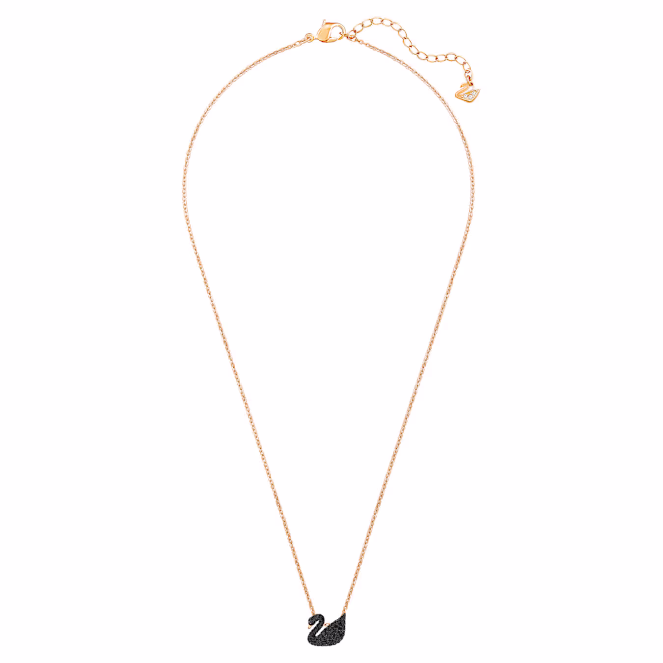 Swarovski Swan Pendant, Small, Black, 18k rose gold plated