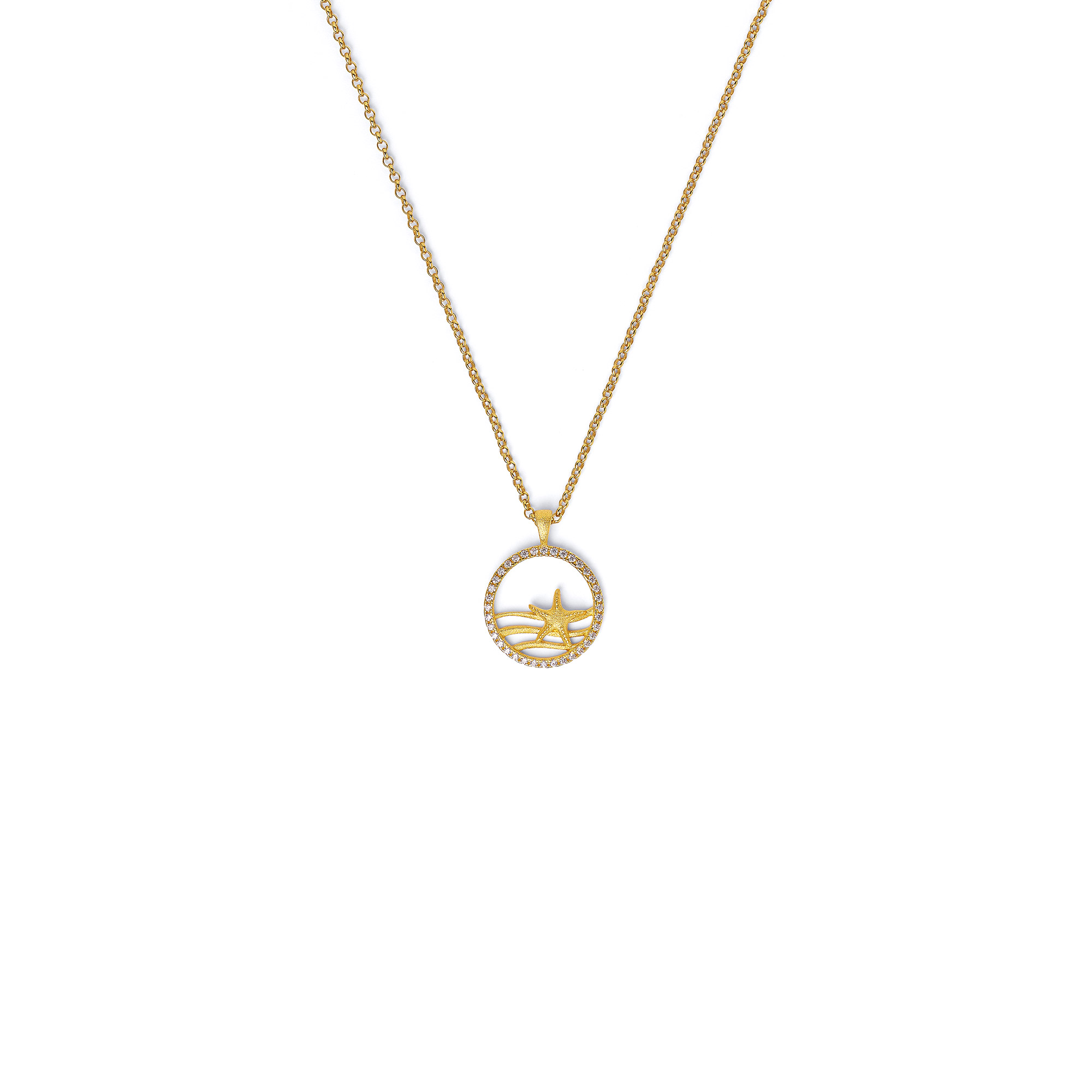 Bernd Wolf Seastar necklace with pendant, sterling silver 925, cubic zirconia