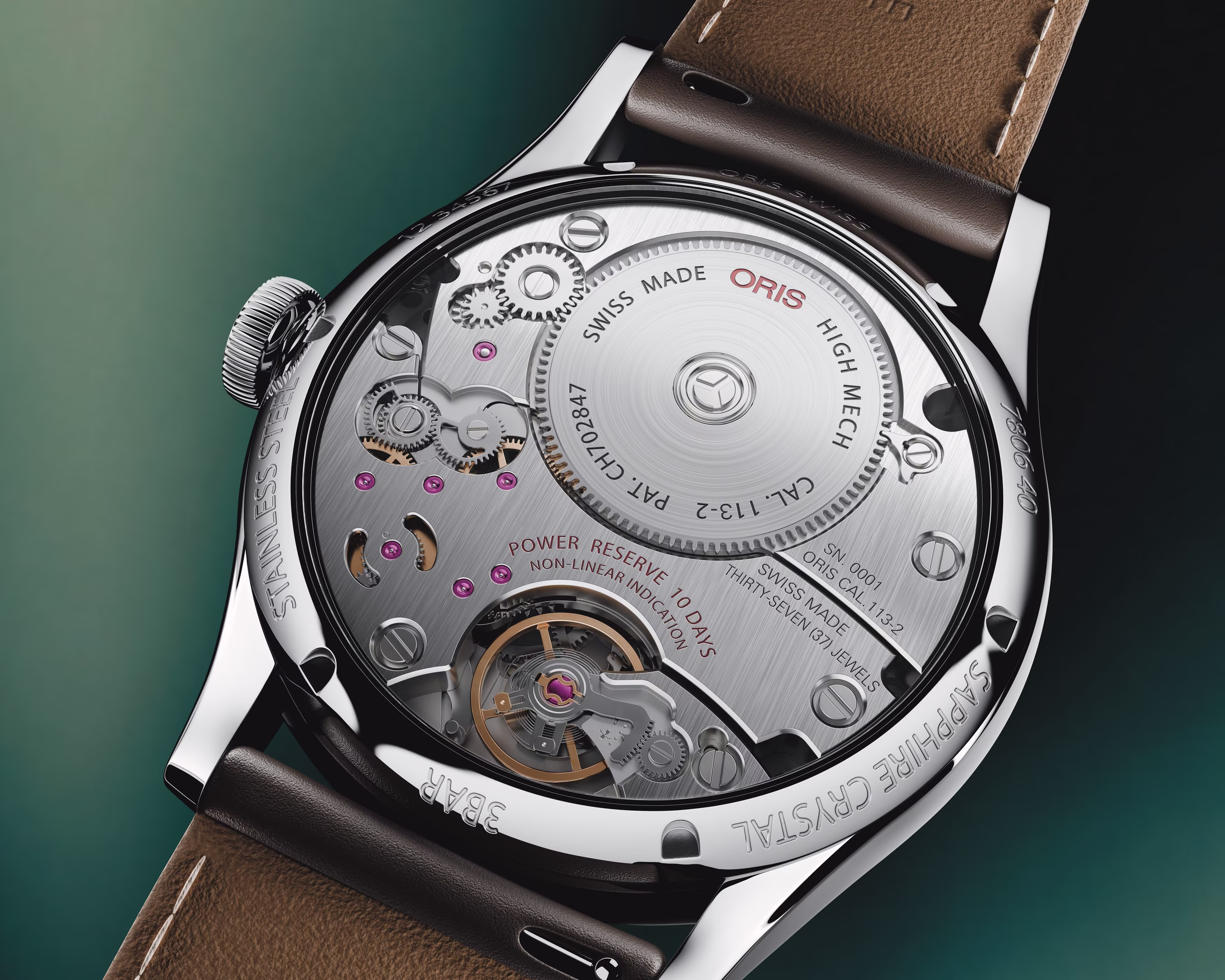 Oris Artelier Calibre 113, 43mm, leather strap, 10-day power reserve, green men's watch 01 113 7806 4057-07 5 22 96FC
