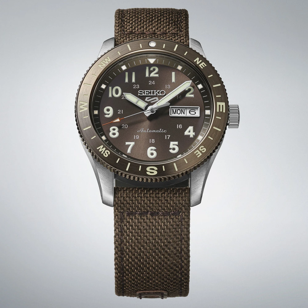 Seiko 5 Sports Field series 41mm, nylon strap, automatic, brown men's watch HDB009K1