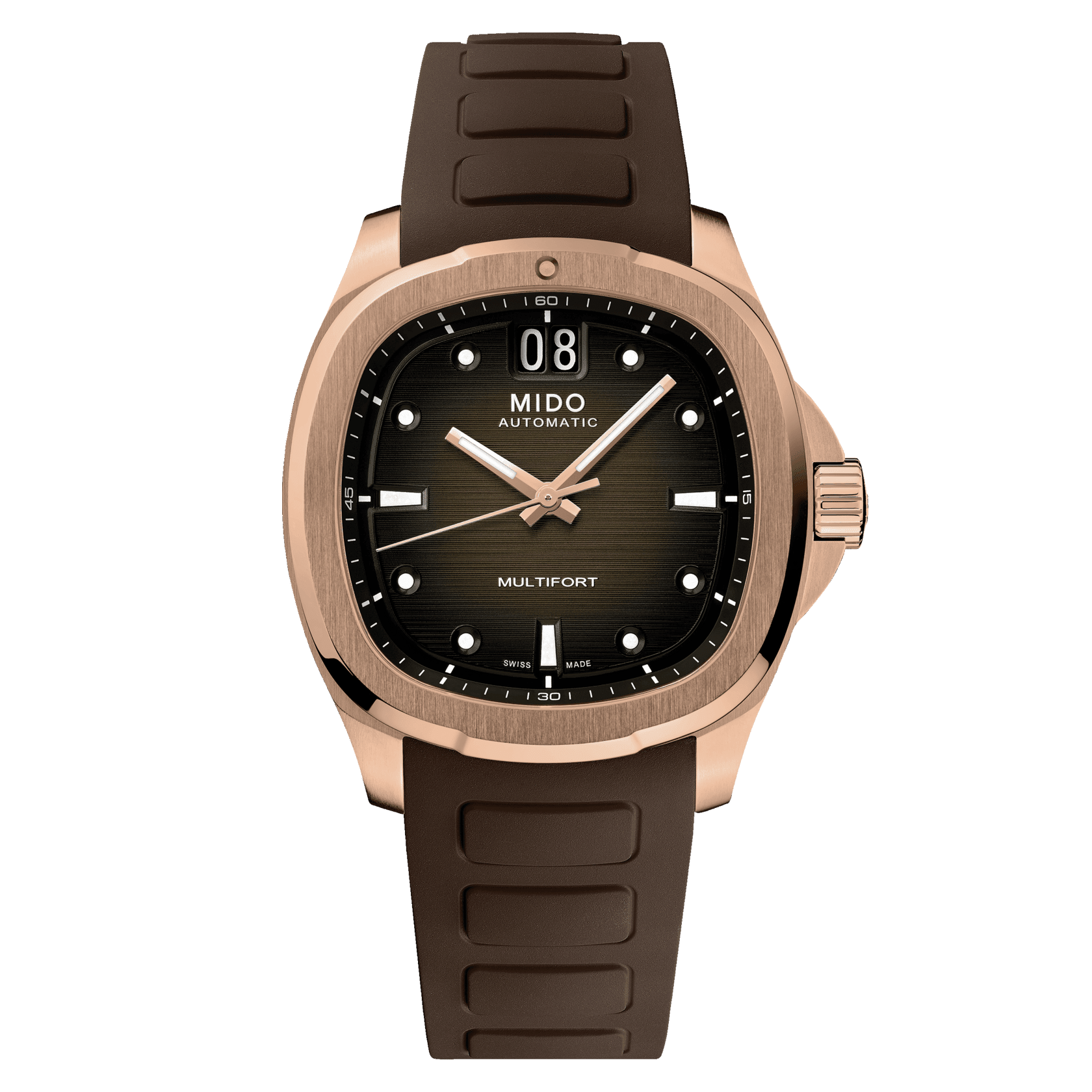 Mido Multifort TV brown rose gold big date men's watch M049.526.37.291.00