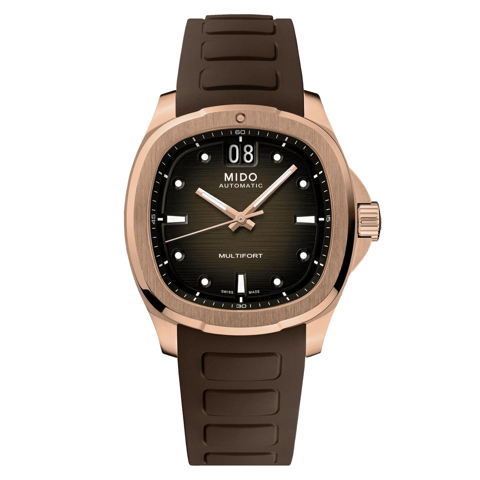 Mido Multifort TV brown rose gold big date men's watch M049.526.37.291.00