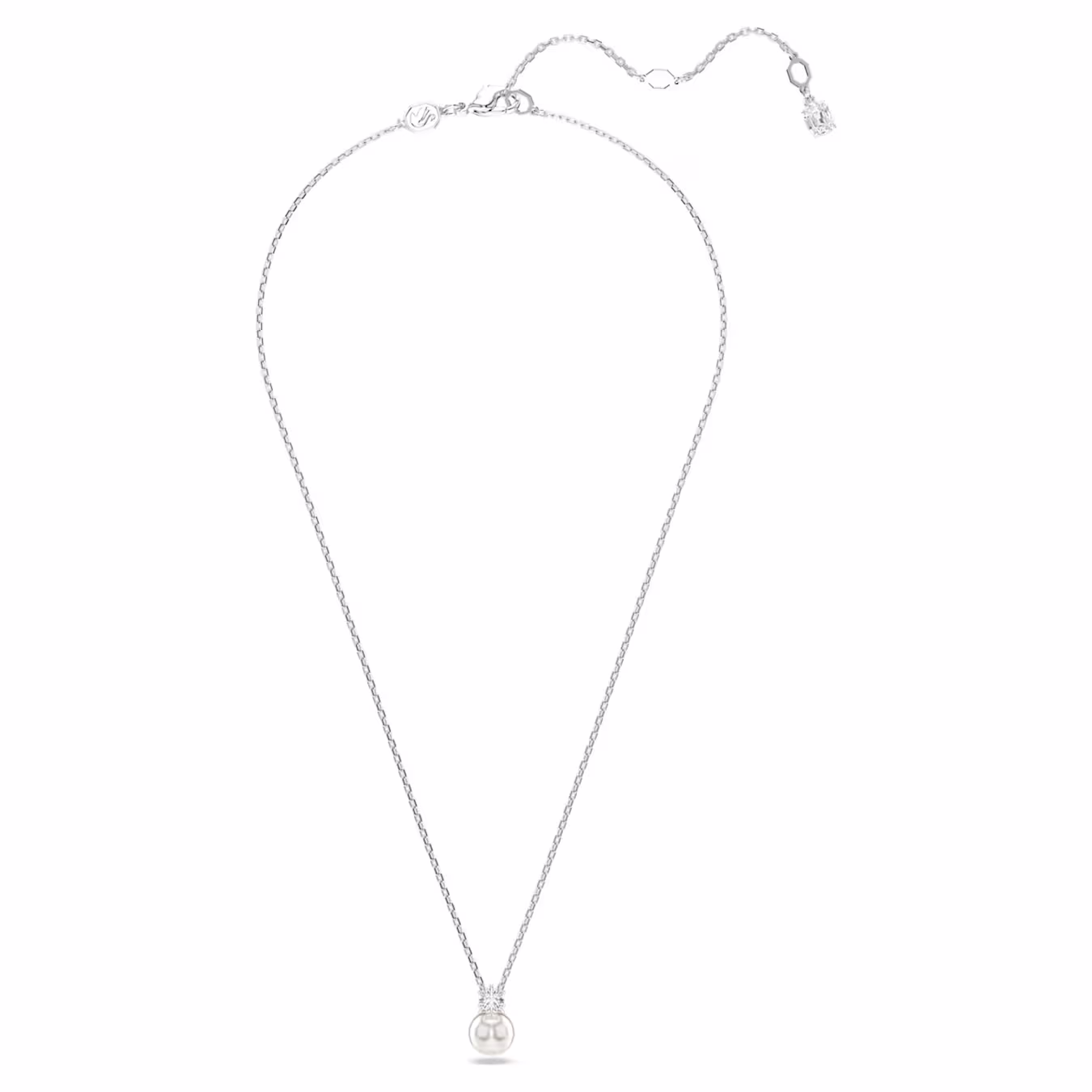 Swarovski Kette Matrix Anhänger Kristallperle, Rundschliff, Weiß, Rhodiniert