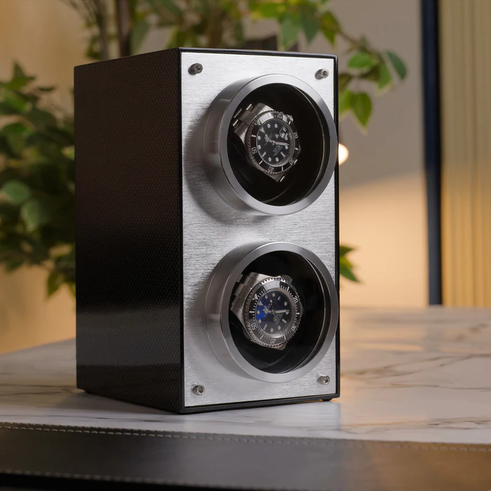 Flemington Dual Slot Watch Winder Asphalt Black MS-WIN-RAC2-02