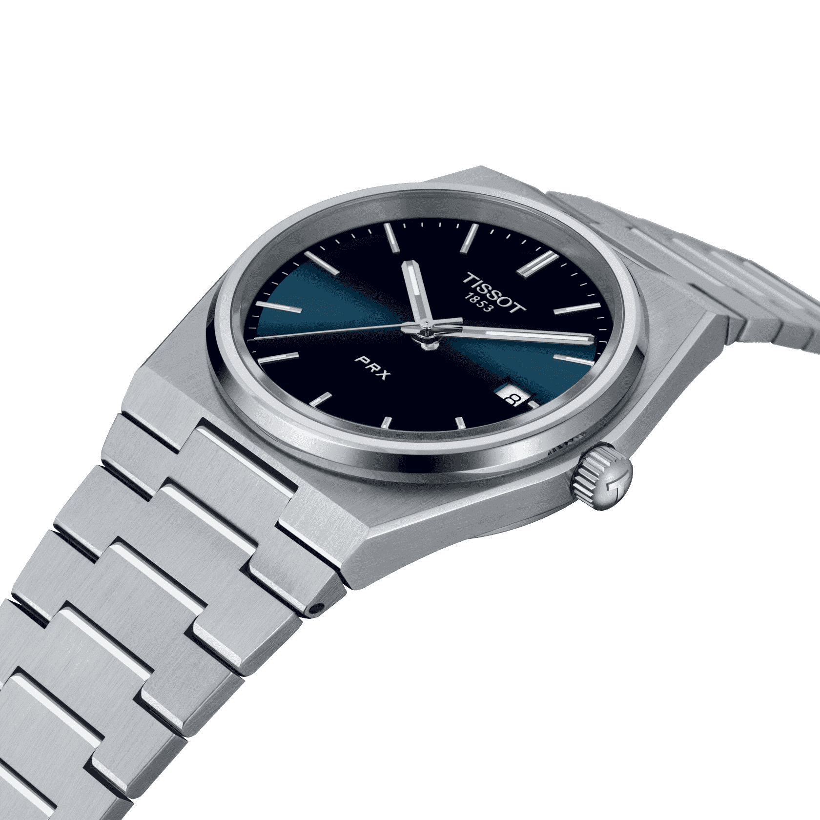 Tissot PRX men's watch T137.410.11.041.00 set with blue rubber strap