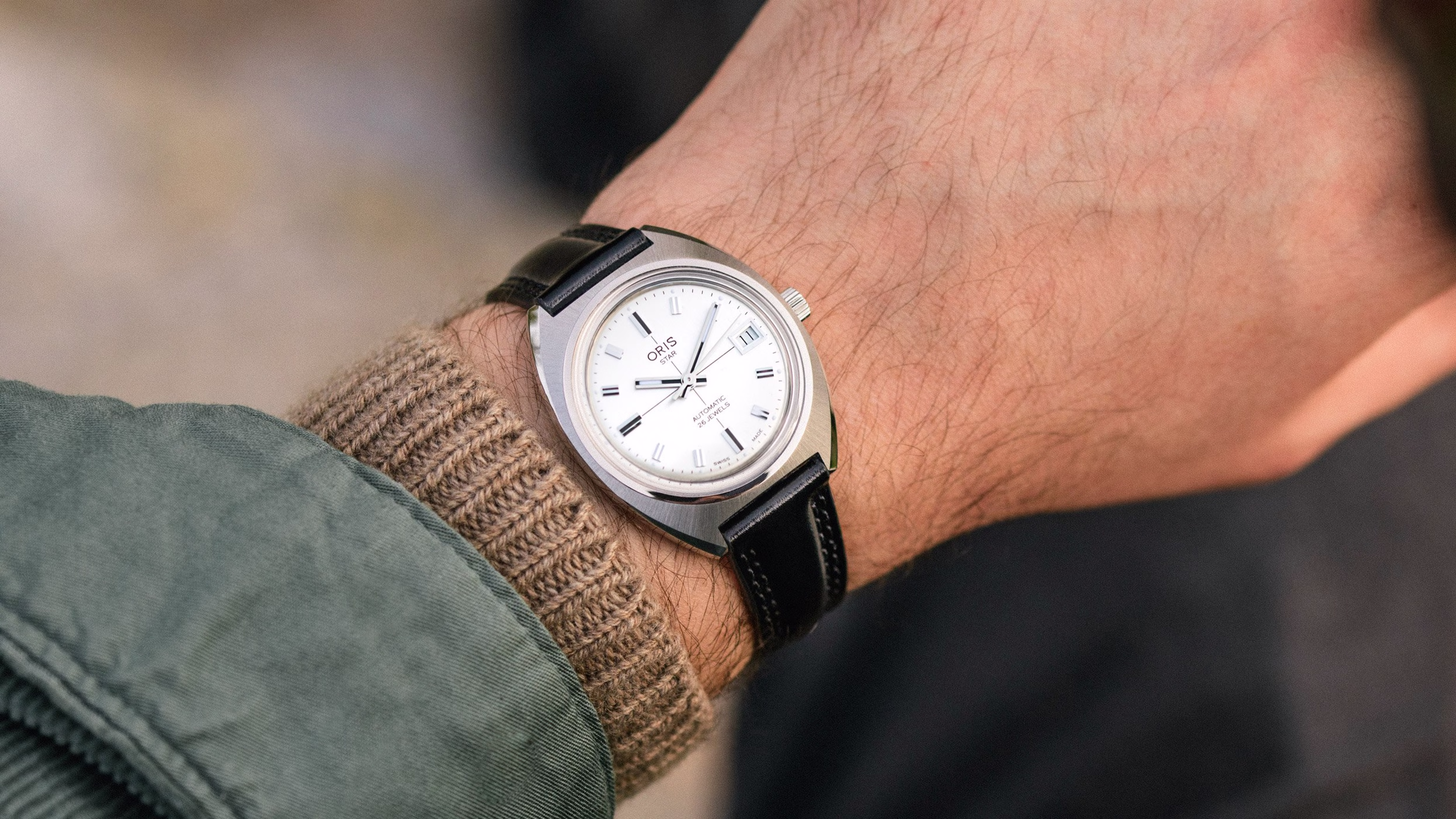 Oris Heritage Oris Star Edition, 35mm, automatic, leather strap, grey men's watch 01 733 7813 4151-Set