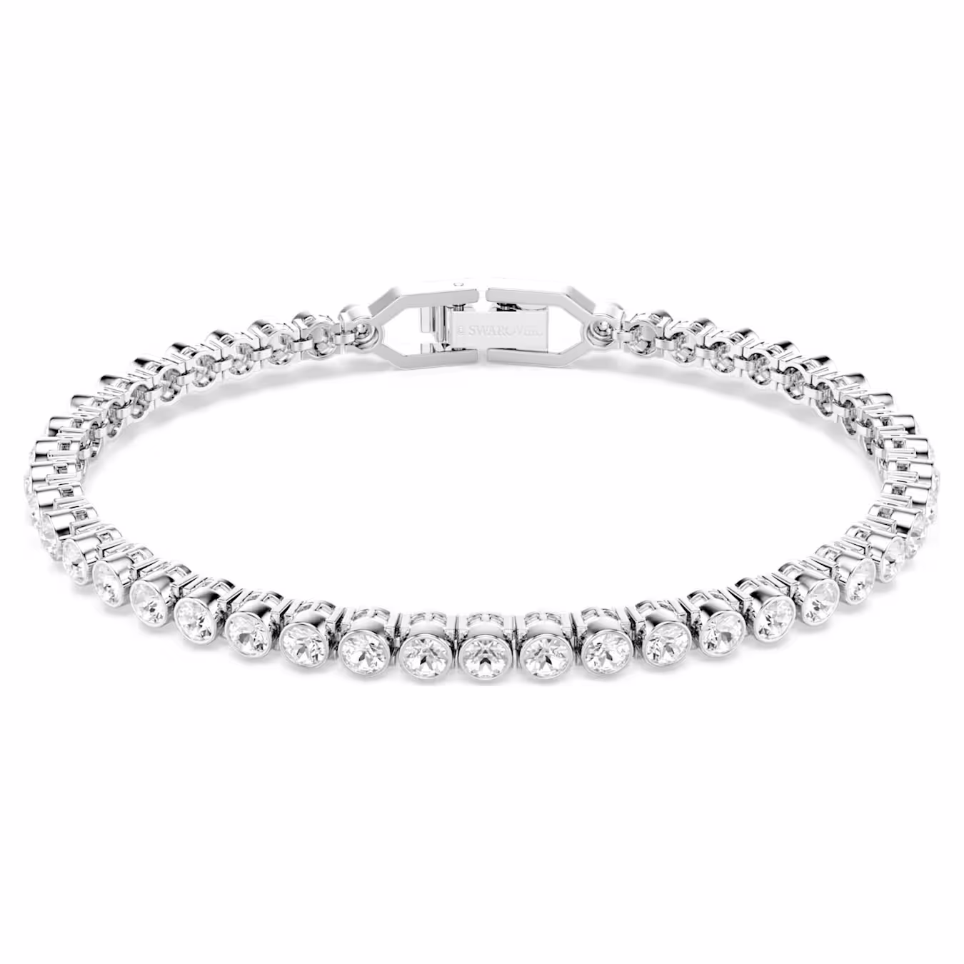 Swarovski Imber Emily Tennis Bracelet, Round Cut, White, Rhodium Plated