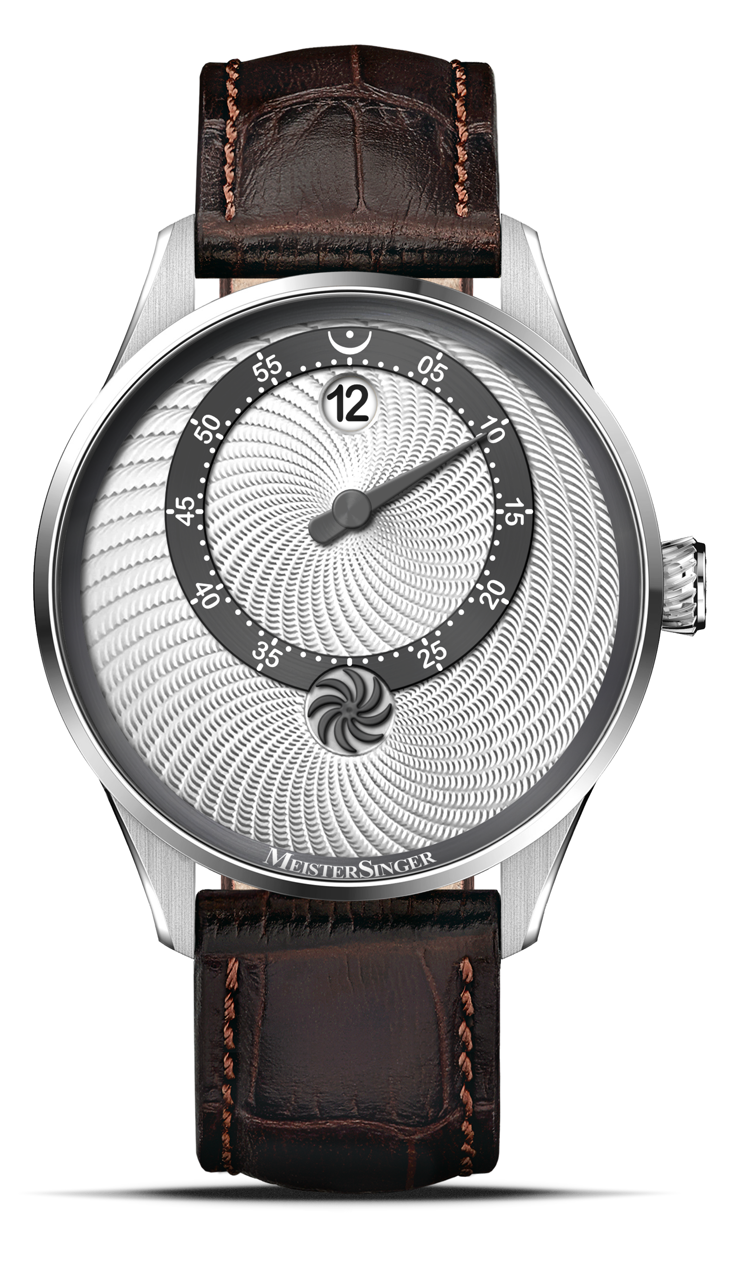Meister Singer Edition Panthero Jumping Hour Guillochage - Silver, Swiss automatic movement men's watch ED-PTJHG901