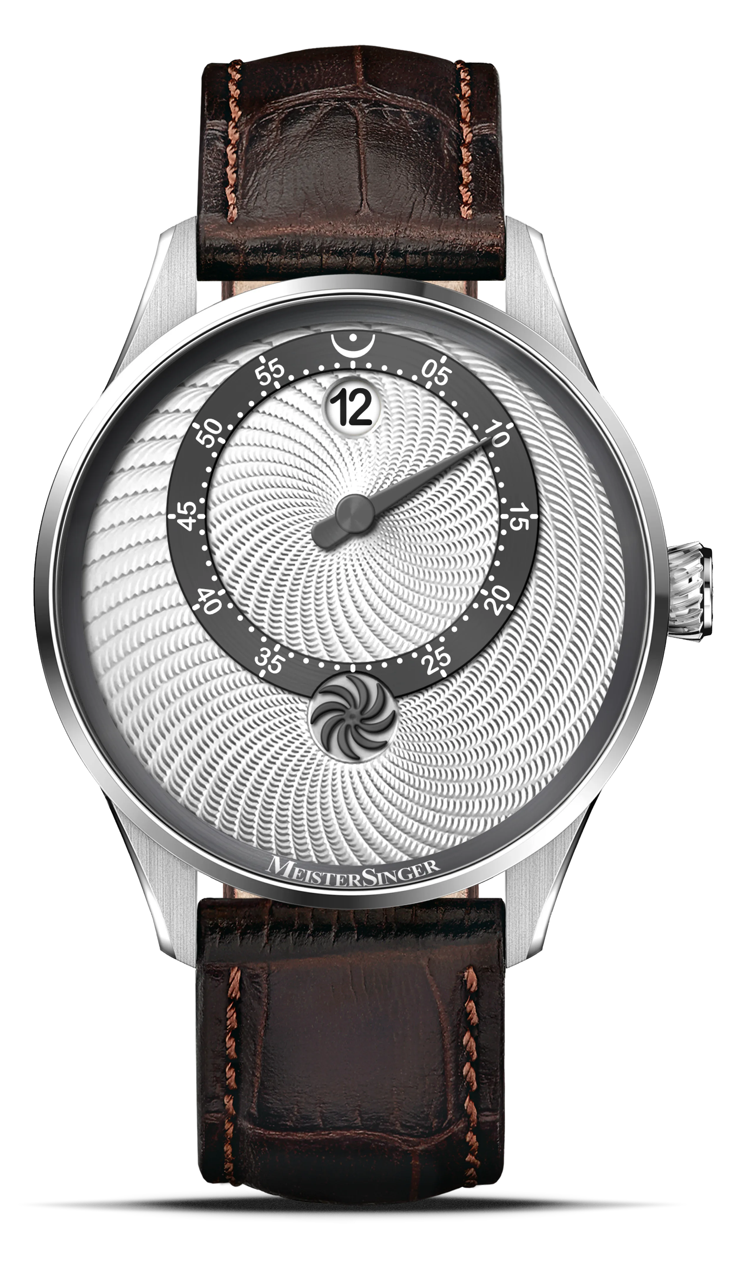 Meister Singer Edition Panthero Jumping Hour Guillochage - Silver, Swiss automatic movement men's watch ED-PTJHG901