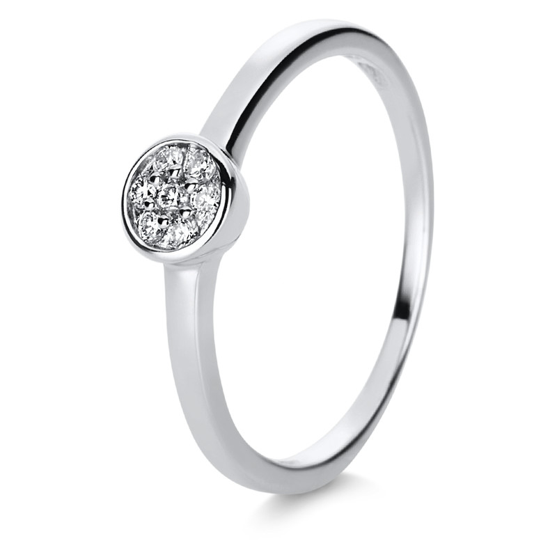 Illusion ring 14kt 585 white gold 0.09ct ring, size 56