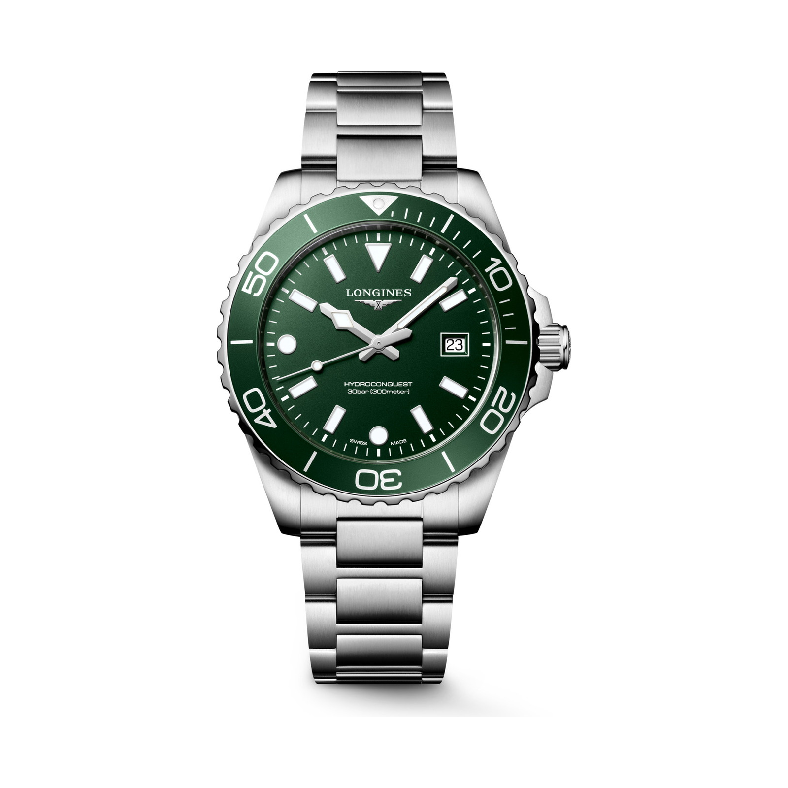 Longines HydroConquest 42 mm grün, Frontansicht