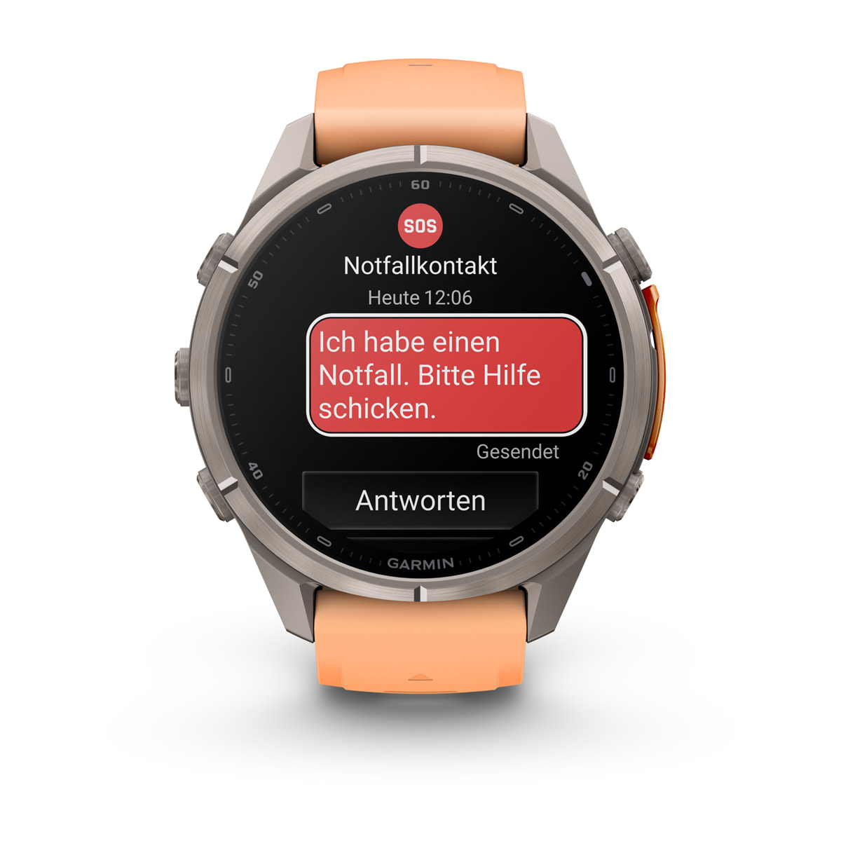 Garmin fēnix® 9 Pro inReach® - 43 mm AMOLED Sapphire Titanium with Shell Pink/Autumn Orange Silicone Band 010-04335-01