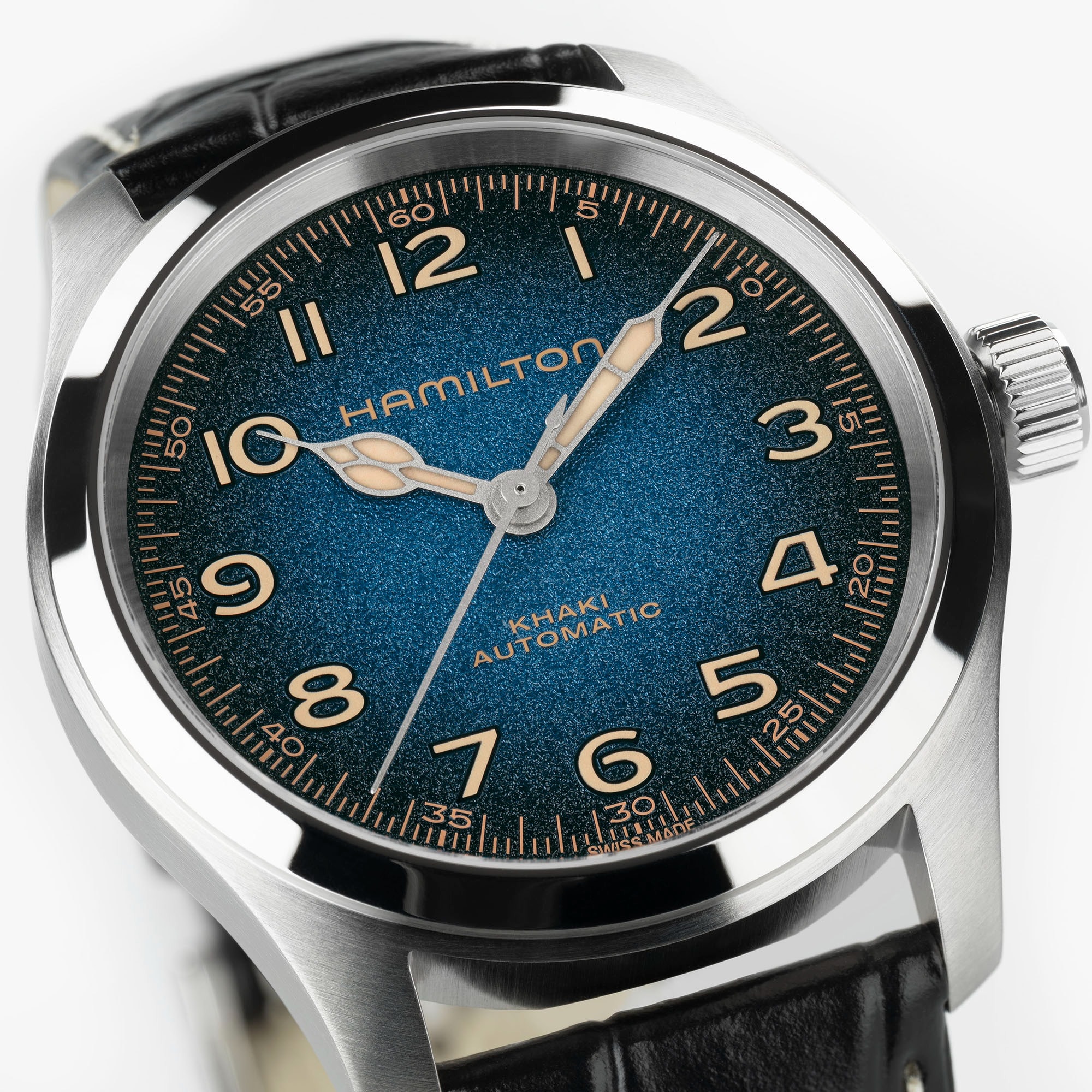 Hamilton Khaki Field Murph Automatic Blue Leather Strap Mens Watch H70405740