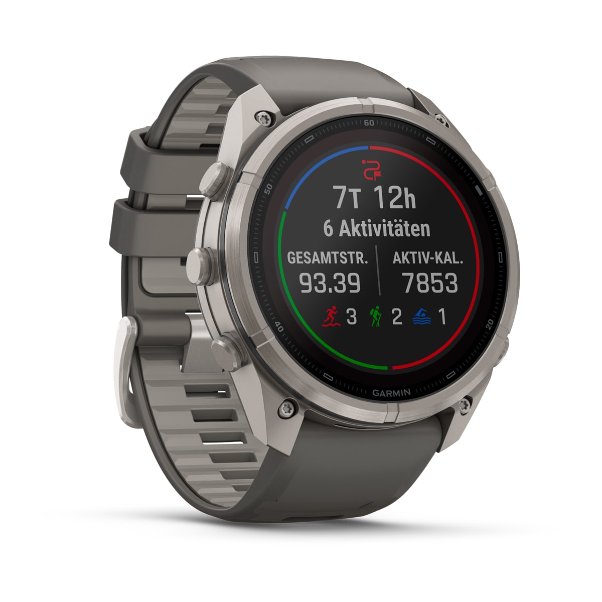 Garmin fēnix® 9 Pro inReach® Solar - 51 mm MIP Sapphire Titanium with Pebble Gray/Silver Gray Silicone Band 010-04339-01