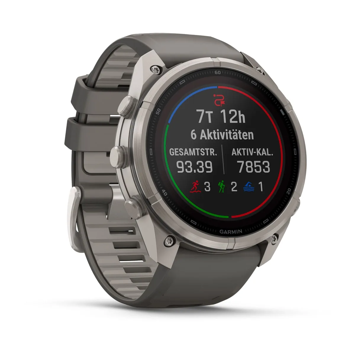 Garmin fēnix® 9 Pro inReach® Solar - 51 mm MIP Sapphire Titanium with Pebble Gray/Silver Gray Silicone Band 010-04339-01