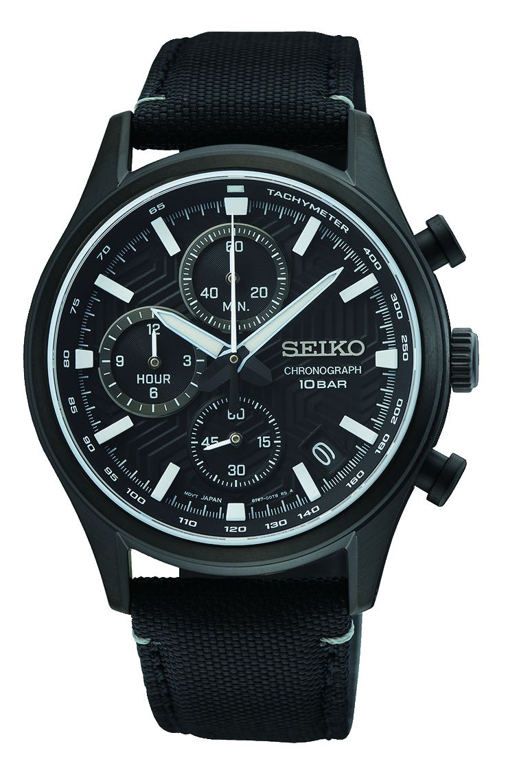 Seiko quartz chronograph with tachymeter men's watch SSB421P1