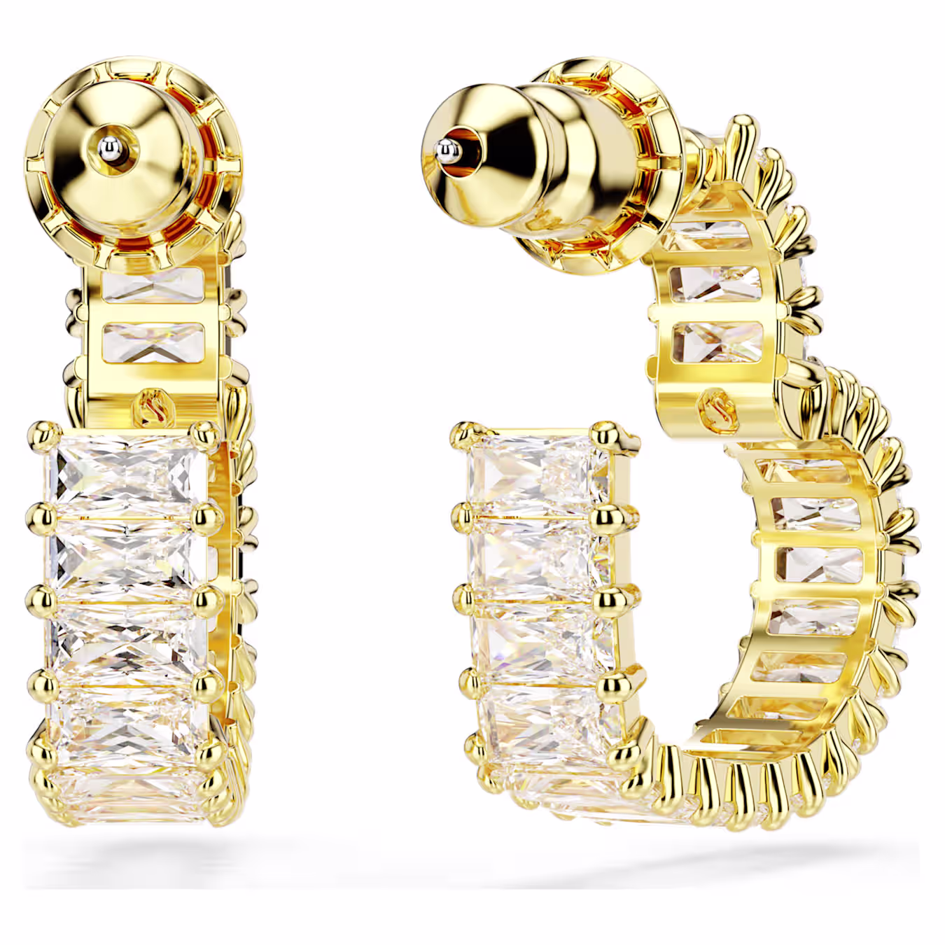 Swarovski Creolen Matrix Kreolen Baguette-Schliff, Herz, Klein, Weiß, 18k vergoldet