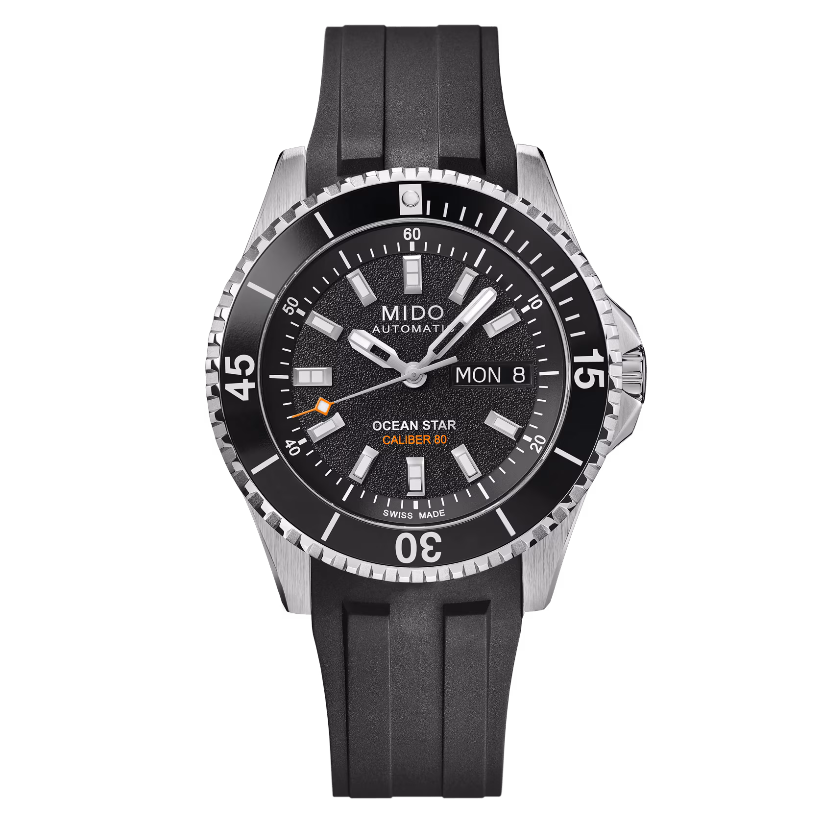 Mido Ocean Star 200, 41mm, automatic, 80-hour power reserve, rubber strap, black men's watch M026.930.17.051.00