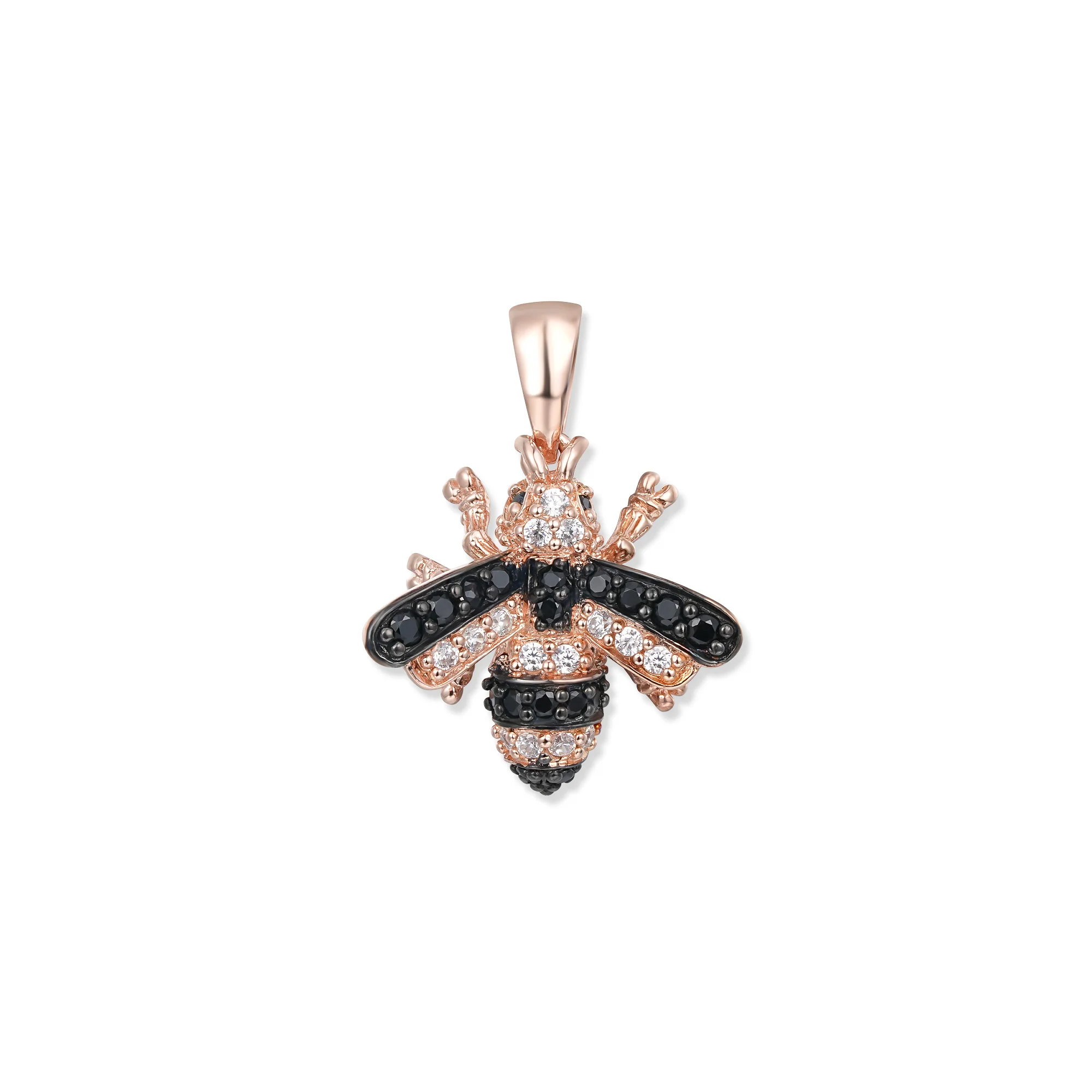 At the time, Misty Bee pendant, 18K rose gold plating with black zirconia