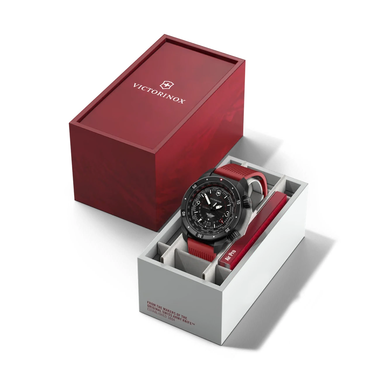 Victorinox Air Pro Automatic, red rubber strap, 43mm, 20 ATM men's watch 242006