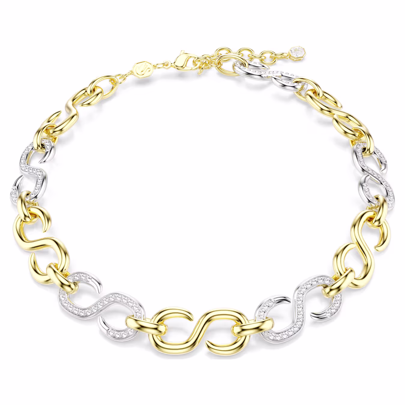 Swarovski Dextera necklace, round cut, chain, white, metal mix