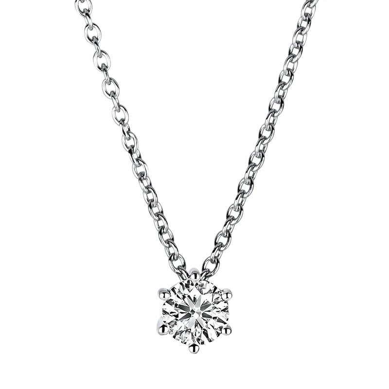 Solitaire necklace 750 white gold 18kt 0.1ct